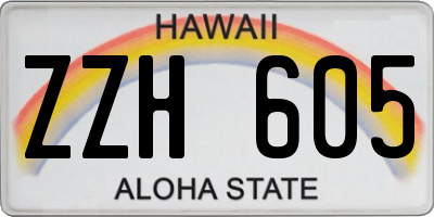HI license plate ZZH605