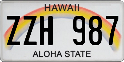 HI license plate ZZH987
