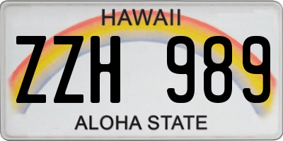 HI license plate ZZH989