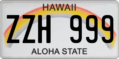 HI license plate ZZH999