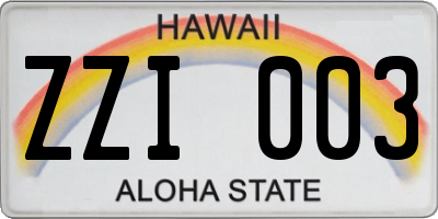 HI license plate ZZI003