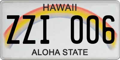 HI license plate ZZI006