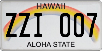 HI license plate ZZI007