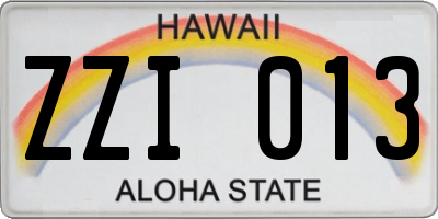 HI license plate ZZI013