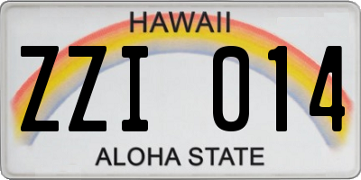 HI license plate ZZI014