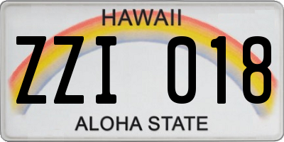 HI license plate ZZI018
