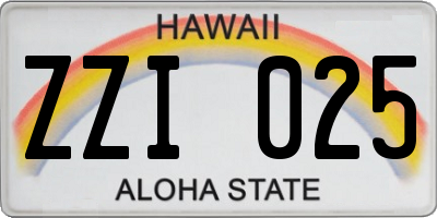 HI license plate ZZI025