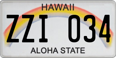 HI license plate ZZI034