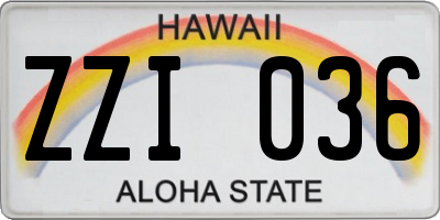 HI license plate ZZI036