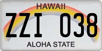 HI license plate ZZI038