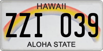 HI license plate ZZI039