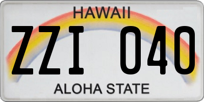 HI license plate ZZI040