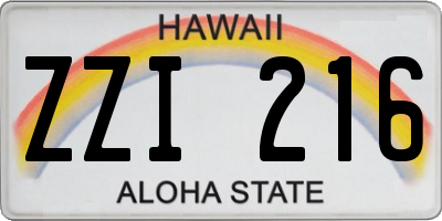 HI license plate ZZI216