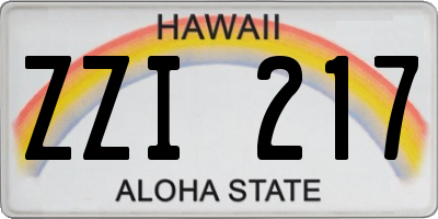 HI license plate ZZI217