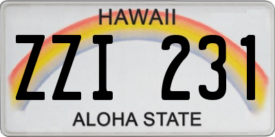 HI license plate ZZI231