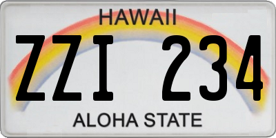 HI license plate ZZI234