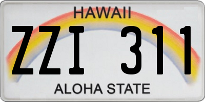 HI license plate ZZI311