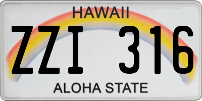 HI license plate ZZI316