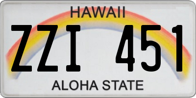 HI license plate ZZI451