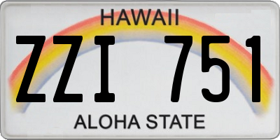 HI license plate ZZI751