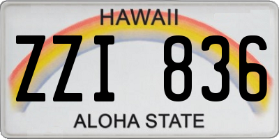 HI license plate ZZI836