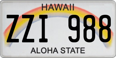 HI license plate ZZI988