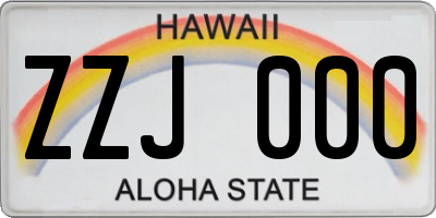 HI license plate ZZJ000