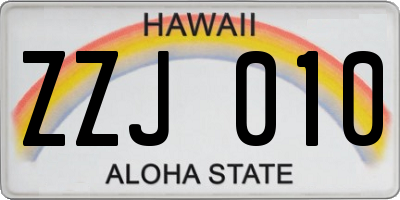 HI license plate ZZJ010