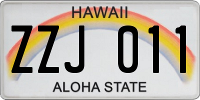 HI license plate ZZJ011