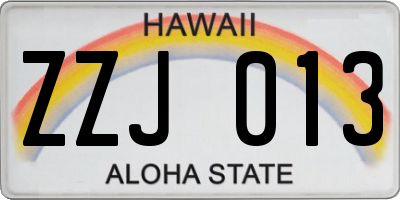 HI license plate ZZJ013