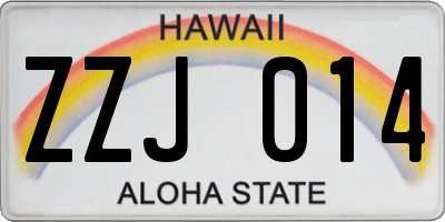 HI license plate ZZJ014