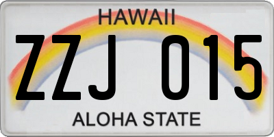HI license plate ZZJ015