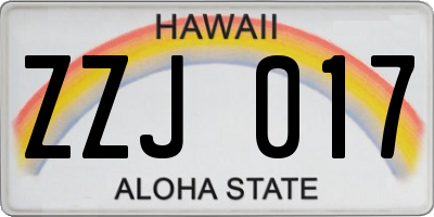 HI license plate ZZJ017
