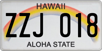 HI license plate ZZJ018