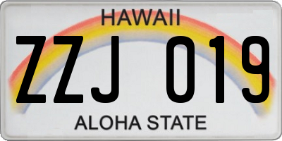HI license plate ZZJ019