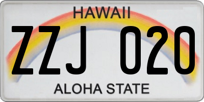 HI license plate ZZJ020