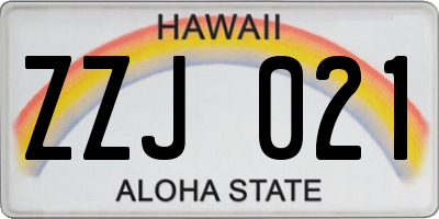 HI license plate ZZJ021