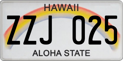 HI license plate ZZJ025