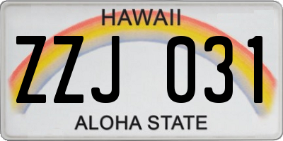 HI license plate ZZJ031