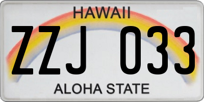 HI license plate ZZJ033