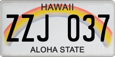 HI license plate ZZJ037