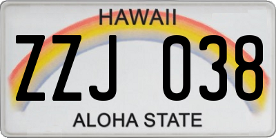 HI license plate ZZJ038