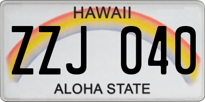 HI license plate ZZJ040