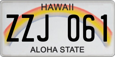 HI license plate ZZJ061