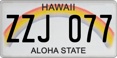 HI license plate ZZJ077