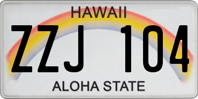 HI license plate ZZJ104