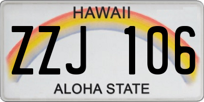 HI license plate ZZJ106
