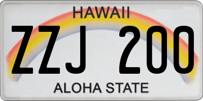 HI license plate ZZJ200