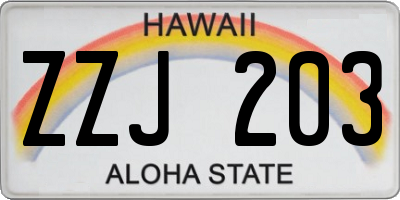 HI license plate ZZJ203