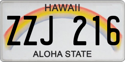 HI license plate ZZJ216
